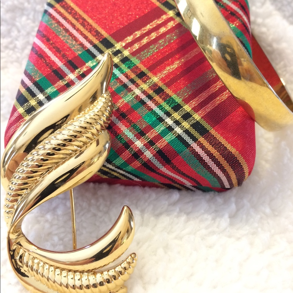 Vintage Napier Gold Tone Brooch and Bangle